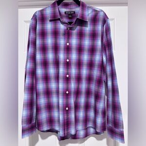 0114- Michael Kors Plaid Button Down XL Preppy Business Casual